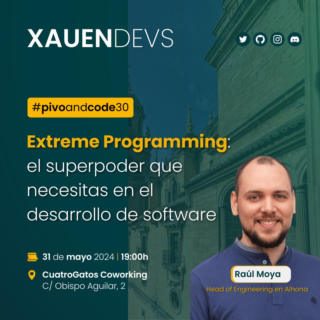 xauendevs's tweet image. Recuerda que este viernes tenemos una nueva edición de #pivoandcode.
@RauLMoyaReyes nos dará las claves de esta metodología que se centra en la adaptabilidad y en la previsibilidad
📅 Viernes 31 Mayo
🕖 19h
📍CuatroGatos Coworking
C/ Obispo Aguilar, 2
#networking #jaen #eventos
