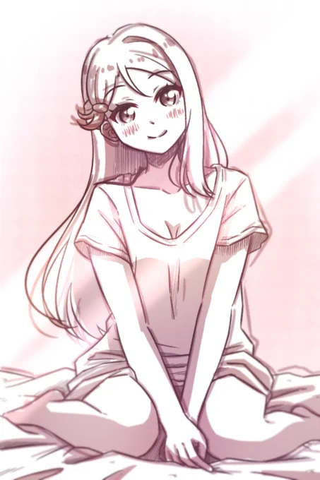 じめじめ蒸し暑いので薄着内さんを描きたい衝動に襲われても仕方がない。うむ!……それではおやすみなさん#lovelive #Aqours #桜内梨子 