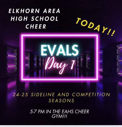 Elks Cheer Evaluations tonight.  #goelks