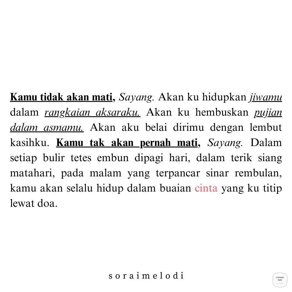literarybase's tweet photo. Karya | Jangan, jangan mati, Sayang. https://t.co/wXDKyrDSFL