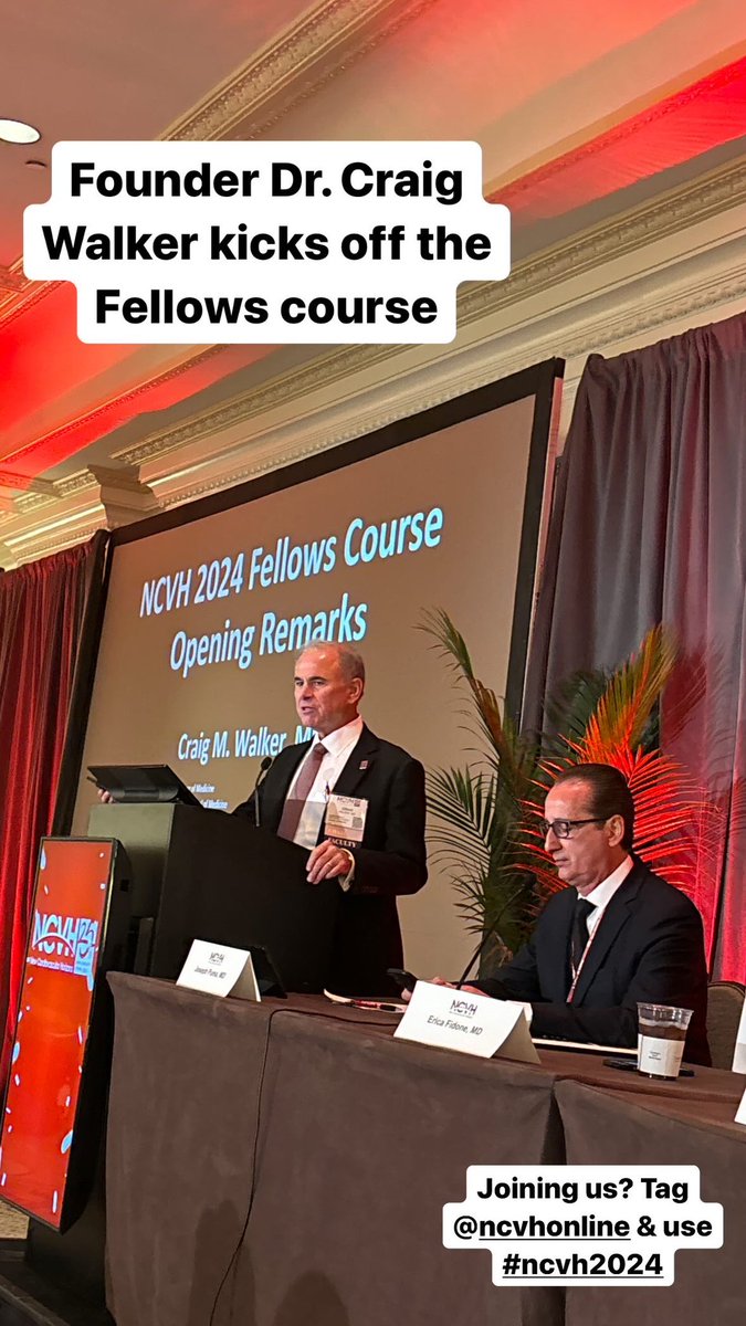 NCVHonline's tweet photo. Kicking off #ncvh2024!! Dr. Craig Walker welcomes the Fellows and Mary Yost MBA addresses the Business of Medicine session on the prevalence of PVD. #25yearsofncvh @CraigMWalkerMD @CardioInstitute https://t.co/xU2epGRIwp