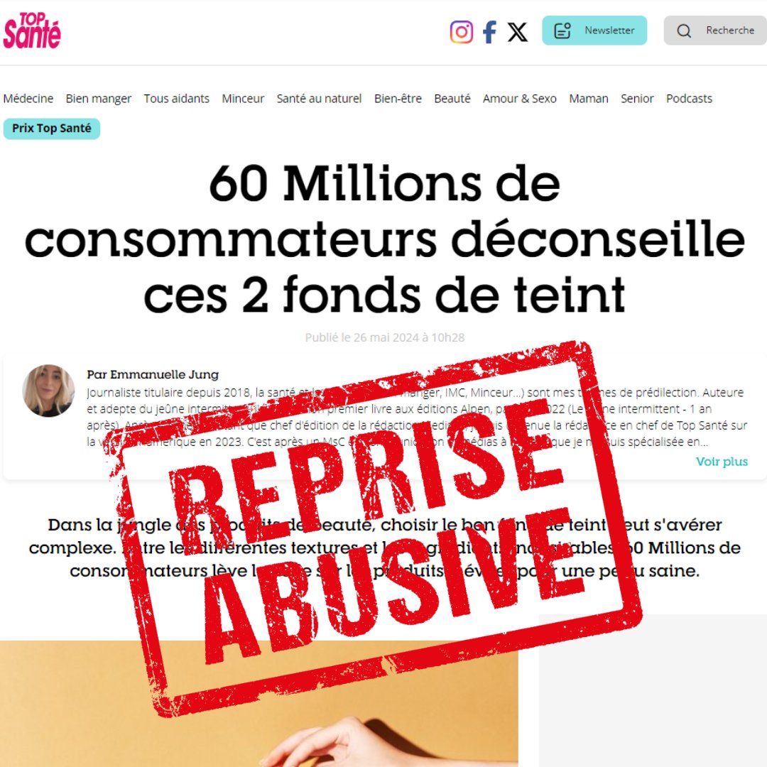 Attention, reprise abusive ! Les tests de 60 Millions évaluent des produits à un moment donné. Leur formulation peut évoluer : republier nos résultats plusieurs mois plus tard, c'est induire en erreur les      consommateurs. Respectez notre travail et nos lecteurs ! <a href="/topsante/">Top Santé</a>