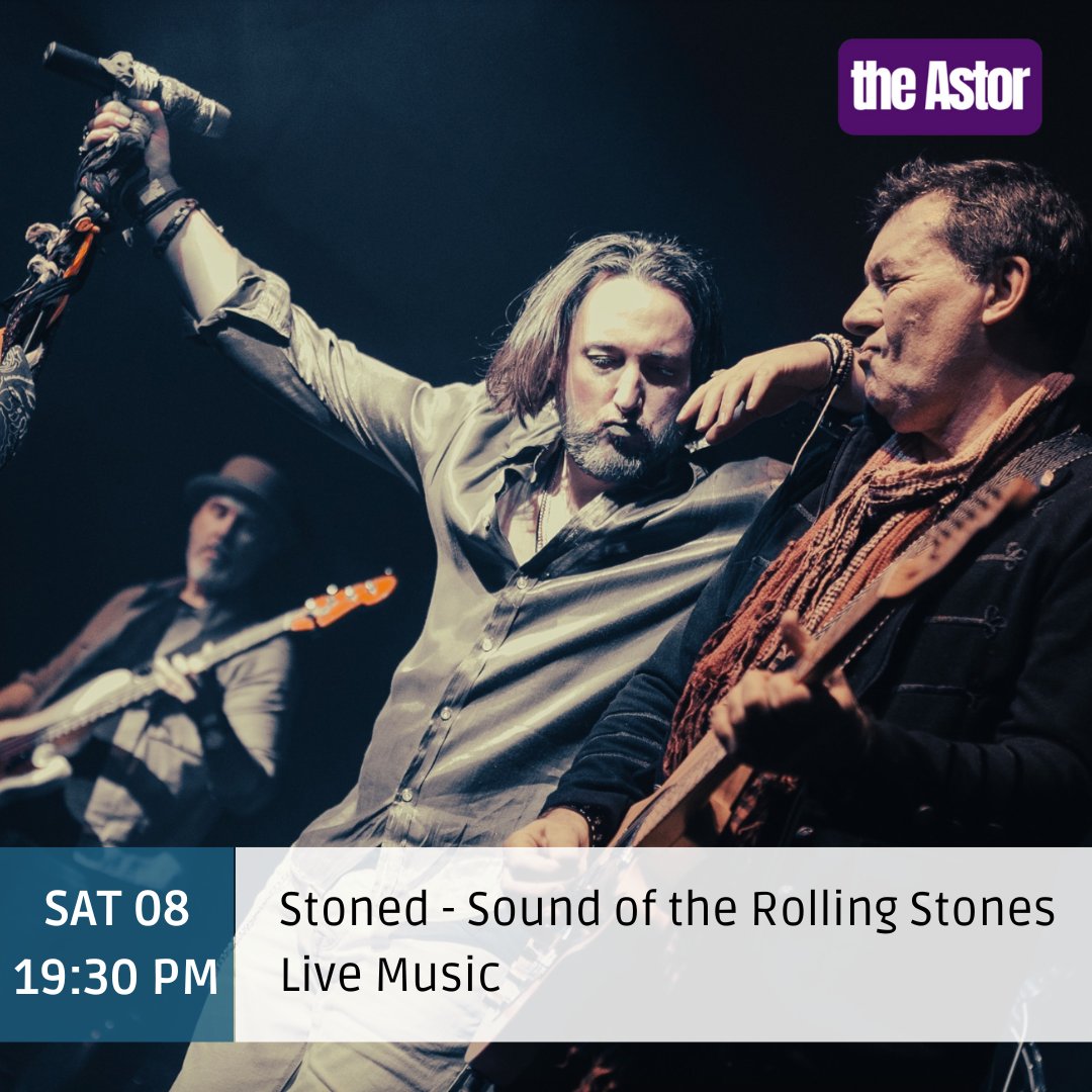 Join us on Saturday 8th June for Stoned - Sound of the Rolling Stones! 🎸 🎶

Step into the world of rock legends with Stoned, the ultimate Rolling Stones covers band.

Tickets 👉 tix.uk/en/astor/buyin…

#TheAstorDeal #StonedCoverBand #RockNRoll #MusicLovers #LivePerformance