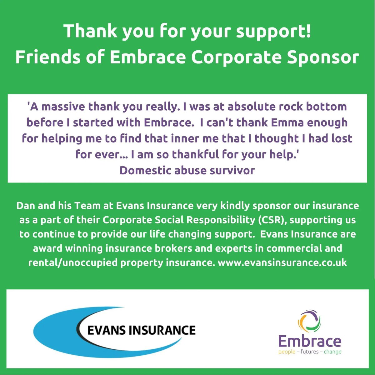 Thank you again to one of our sponsors, Dan and his team at <a href="/evansinsurance/">Evans Insurance</a> who have sponsored our insurance for another year as a part of their corporate social responsibility (CSR).  Do get in touch with Dan and his team to find out more...

buff.ly/3ddx975