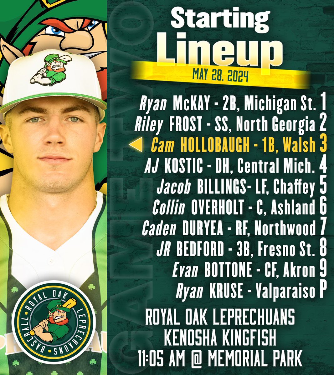 Todays starters! 11:05AM First Pitch. 
<a href="/KenoshaKingfish/">Kenosha Kingfish</a> <a href="/NWLbaseball/">Northwoods League Baseball</a> 
Watch the action here: watch.northwoodsleague.com/live/262097