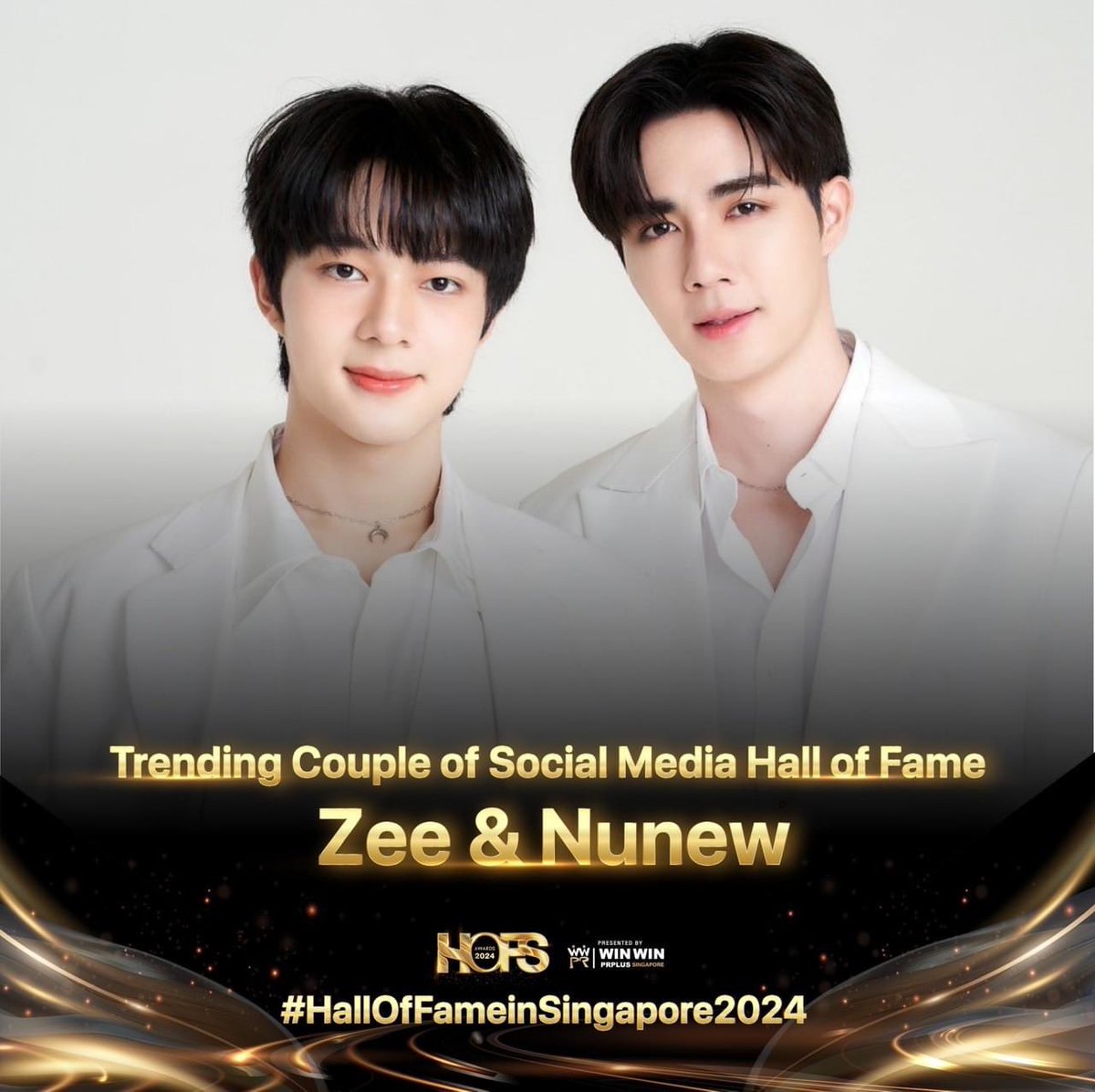 Congratulations #ZeeNuNew for being awarded the Trending Couple of Social Media Hall of Fame Singapore for 2024!🥳🥳 It's really a huge honor for them to be granted this award together, proud of them🥳🥳