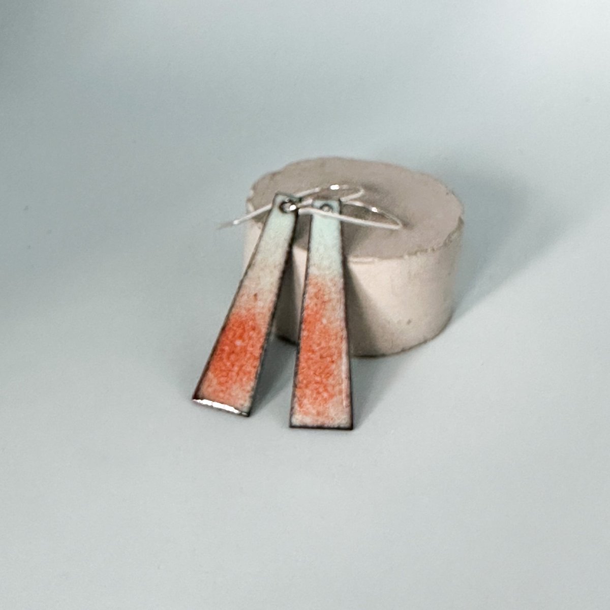 Orange and Duck Egg Trapezoid Earrings tuppu.net/2b95e4cc #inbizhour #MHHSBD #UKHashtags #bizbubble #giftideas ##UKGiftHour #HandmadeHour #shopsmall #Enamel