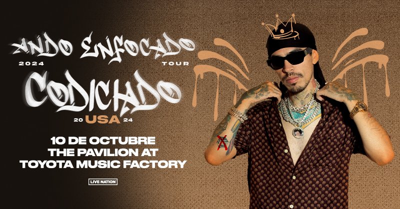 Porque los fans lo pidieron, Codiciado escuchó. Se agregaron nuevas fechas al Ando Enfocado Tour🥷🔥 ¡A la venta este viernes, 31 de mayo a las 10am

Codiciado fans spoke, Codiciado listened. New dates added for Ando Enfocado Phase 2. Get your tickets this Friday, May 31, at 10am