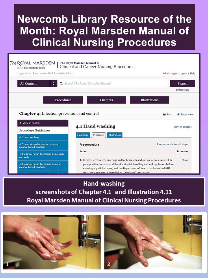 Good #handhygiene prevents the spread of infection ✋🙏

Checkout the Royal Marsden Manual clinical procedure guides on #handwashing 
👉rmmonline.co.uk #OpenAthens account required   

Ask library staff if you need more info 🙆or would like a quick demo 👌
1/2 🧵