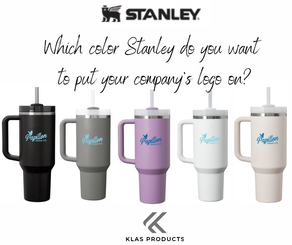 Stanley, Yeti... whatever brand you want! KLAS can custom imprint your logo on it. For more information, email us at sales@klasproducts.com. #PromoSwag #BrandedMerch #PromotionalItems #PromoProducts #MarketingSwag #CustomMerch #PromoGear