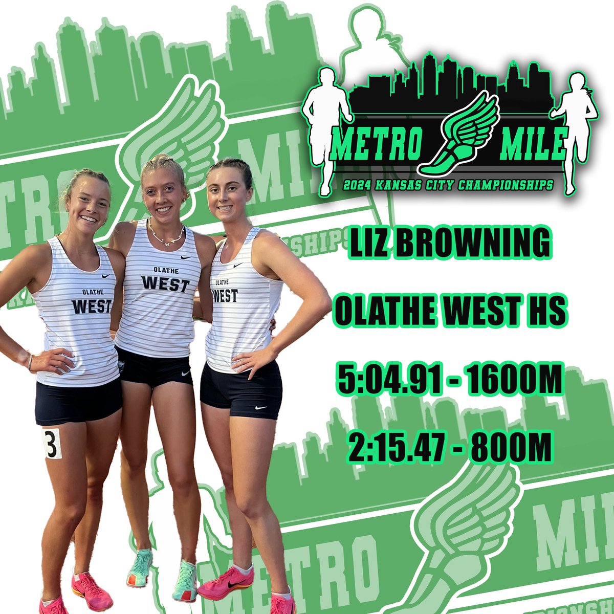 Commitment Alert! Liz Browning of Olathe West is joining us on June 6th! Liz had an amazing season finishing with a 3rd place 800M and 5th place 1600M at State! Liz has PR's of 5:04 and 2:15! @OWTracknField @owlxc @kansasrunning @KCarbajo