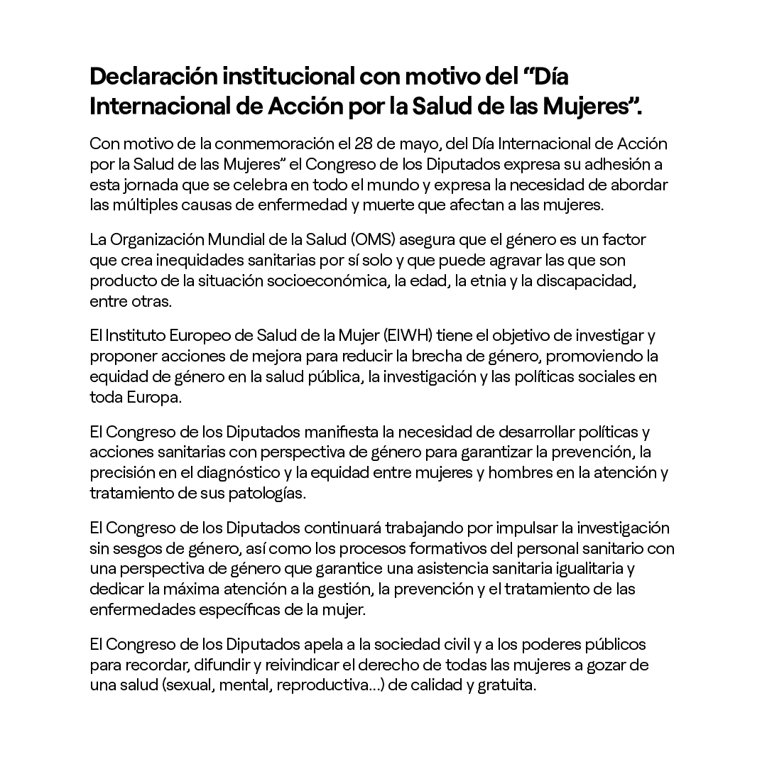 Esta es la declaración institucional que Vox se ha negado a firmar por el Día Internacional de Acción por la Salud de las Mujeres 👇 Una vez más el #machismo de la ultraderecha queda retratado. #28M #DiaInternacionaldeAccionPorLaSaludDelasMujeres