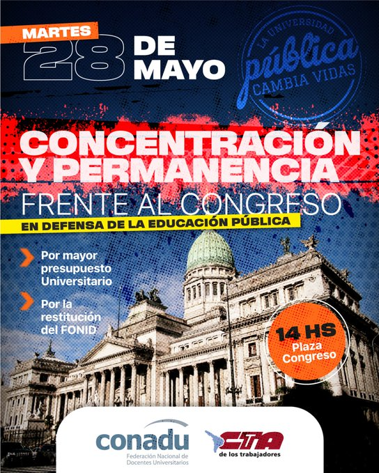 AIRE HOY “Concentración y permanencia frente al congreso en defensa de la Educación pública”
@CarlosDeFeo Secretario General de @PrensaCONADU 
#ContactoUniversitario AM 1390 @radioulaplata
@unlp twitch.tv/radiou_laplata nos ves y nos escuchas en universidata.com.ar