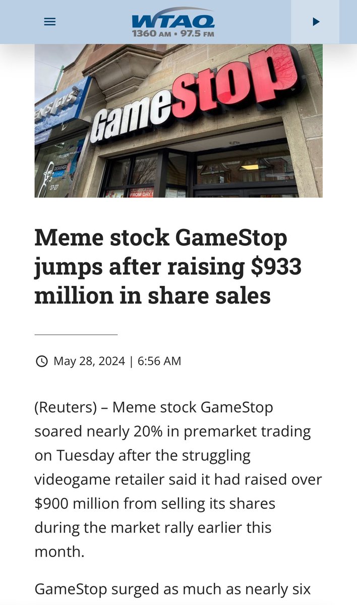 So since we haven't seen a filing on the 45 million $GME shares It was likely a short covering. Now the question is did the short break the rules??? Because you are not allowed to cover a short if you know a secondary is coming. It's against the rules. 'The company said it