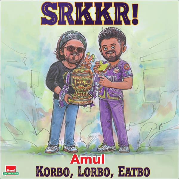 Amul is utterly butterly excited with joy for KKR's victory in the IPL! It's cricketlicious! 💜🔥 @iamsrk @Amul_Coop @KKRiders @KKRUniverse #ShahRukhKhan #Amul #SRKKR #KKR #SRK #IPL2024 #IPL #KingKhan