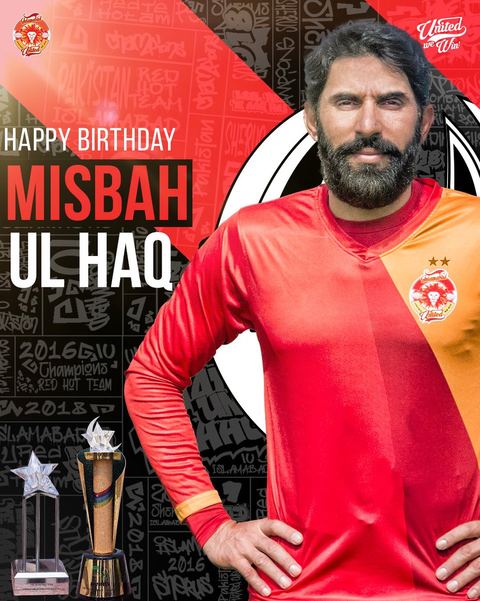 🎂🥳 Happy Birthday to the legendary @captainmisbahpk! 2 x @thePSLt20 Champion A Leader A Mentor A Legend Your contributions to Islamabad United and Pakistan cricket are unmatched. Here’s to more success and happiness ahead! 🤲 #UnitedFamily #ISLULegend #RedHotChampion