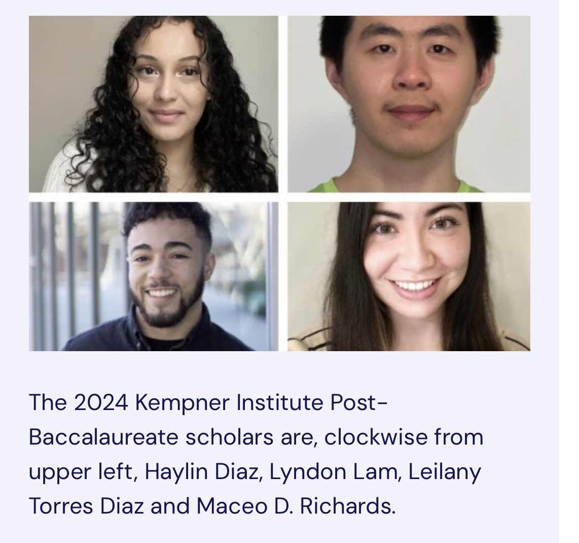 We’re thrilled to announce #KempnerInstitute’s first cohort of post-bac scholars! These 4 recent college grads will undertake extensive mentored research & coursework with 2 years of funding & professional development. Read more: bit.ly/3KhCJ9x @harvardGSAS #AI #NeuroAI