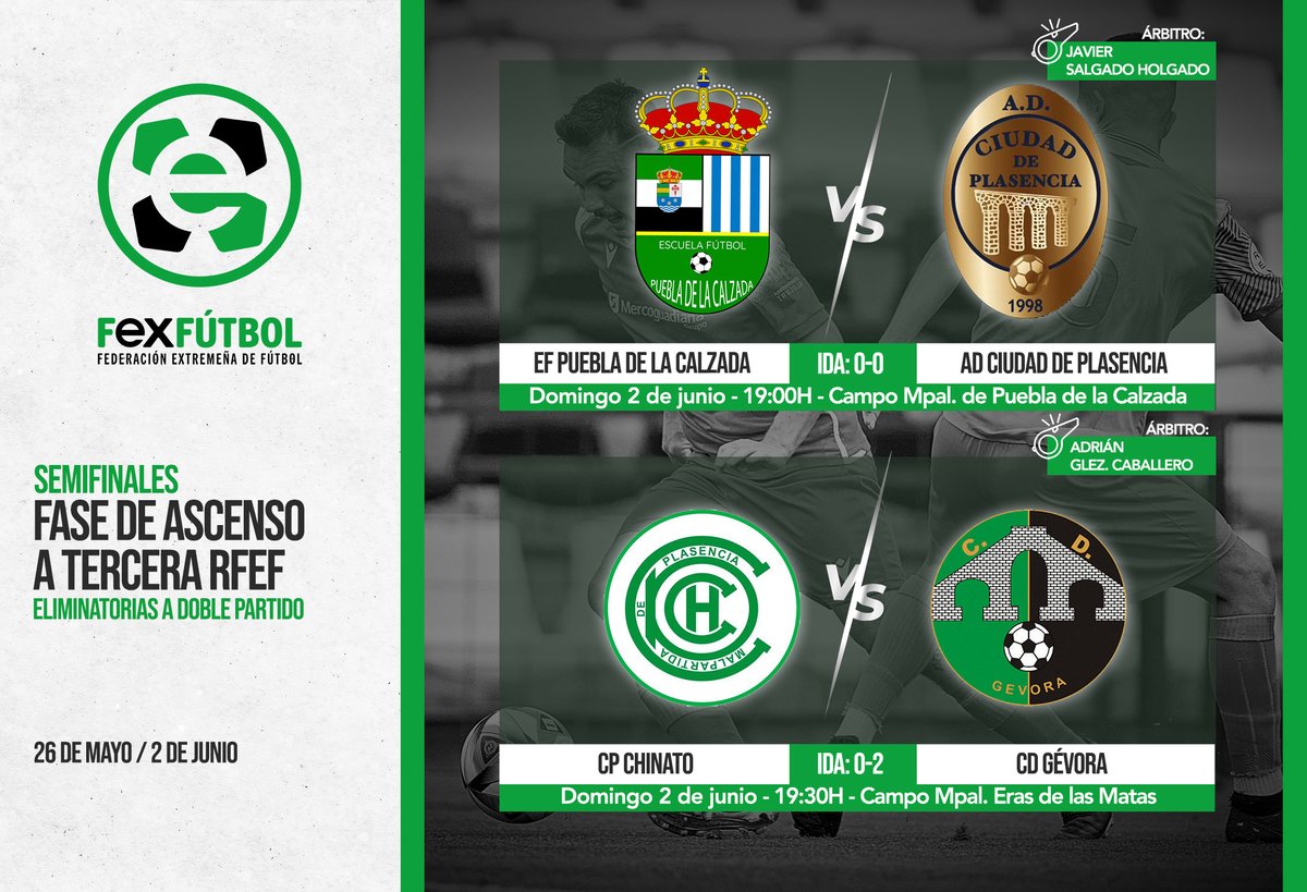 ⚖ | #Arbitraje | Designaciones arbitrales para los Play-Off de #ASCENSO en #TerceraRFEF y #PrimeraExtremeña. 👍¡Suerte y respeto para todos los colegiad@s! #Extremadura💚🤍🖤 #JugamosEnEquipo