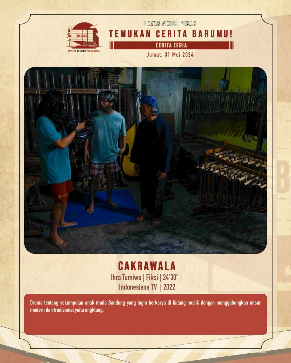 misbarpbg's tweet photo. Ayo Temukan Cerita Barumu di Bioskop Misbar Purbalingga!
Siap-siap untuk akhir pekan yang penuh cerita ceria!

Bioskop Misbar Purbalingga kembali menghadirkan program layar akhir pekan spesial di bulan Juni dengan tema "Cerita Ceria".

Mark your calendars!

Jumat, 31 Mei 2024 https://t.co/KG79Dfpofs