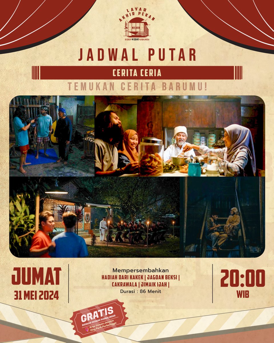 misbarpbg's tweet photo. Ayo Temukan Cerita Barumu di Bioskop Misbar Purbalingga!
Siap-siap untuk akhir pekan yang penuh cerita ceria!

Bioskop Misbar Purbalingga kembali menghadirkan program layar akhir pekan spesial di bulan Juni dengan tema "Cerita Ceria".

Mark your calendars!

Jumat, 31 Mei 2024 https://t.co/KG79Dfpofs