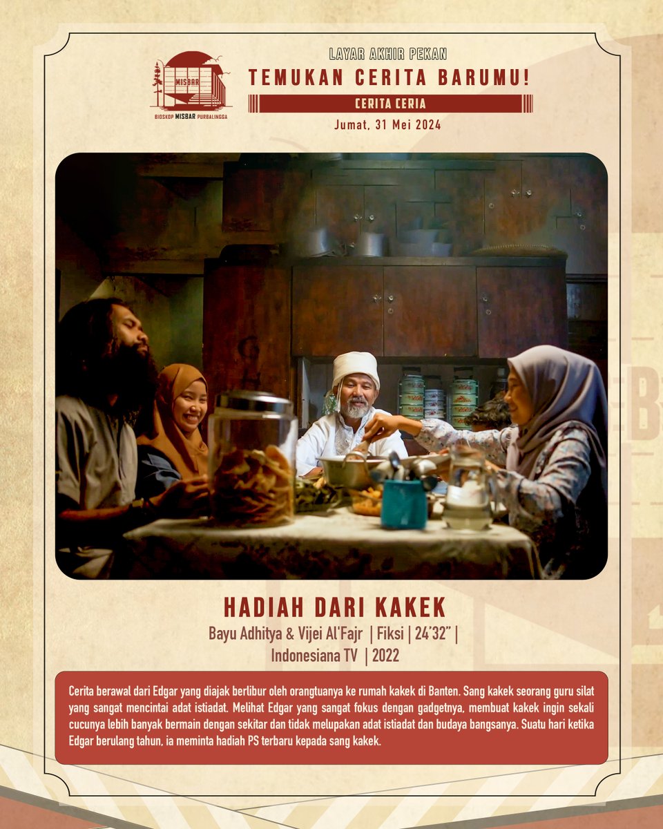 misbarpbg's tweet photo. Ayo Temukan Cerita Barumu di Bioskop Misbar Purbalingga!
Siap-siap untuk akhir pekan yang penuh cerita ceria!

Bioskop Misbar Purbalingga kembali menghadirkan program layar akhir pekan spesial di bulan Juni dengan tema "Cerita Ceria".

Mark your calendars!

Jumat, 31 Mei 2024 https://t.co/KG79Dfpofs