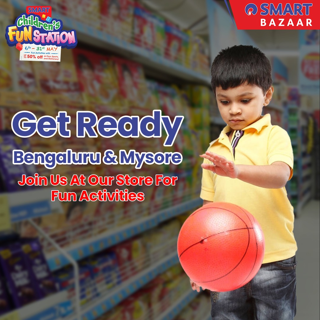 SMARTBazaarIn's tweet image. Mark your calendars, Bangalore &amp;amp; Mysore! Exciting drawing competition for kids awaits! Head to SMART Bazaar and join the fun.

#SMARTBazaar #ChildrensFunStation #FunStation #KidsTime
