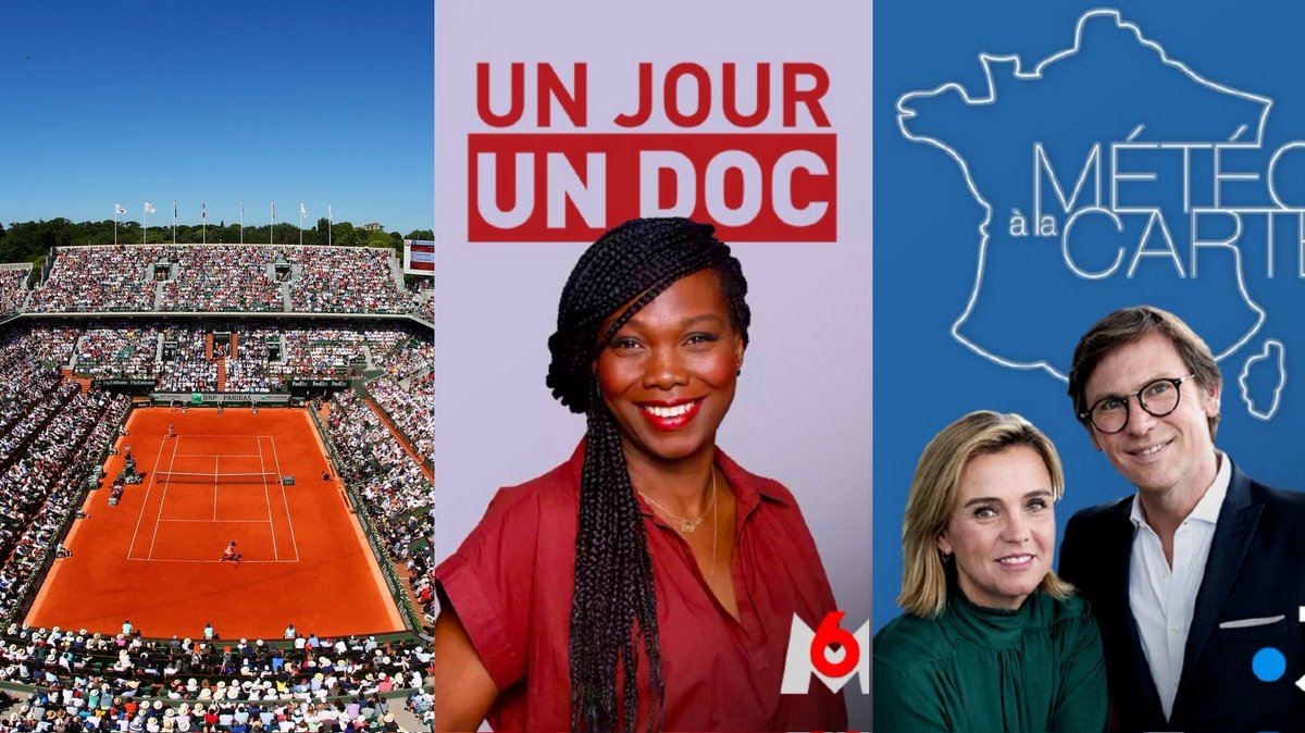 AUDIENCE - LES APRÈS-MIDI ⚫️ #RolandGarros sur #France2 : 2,3M - 23,9% ⚫️ #MeteoALaCarte sur #France3 : 1,1M - 12,3% ⚫️ #LeMagazineDeLaSante sur #France5 : 469.000 - 5,3% ⚫️ #UnJourUnDoc sur #M6 : 509.000 - 6,8%