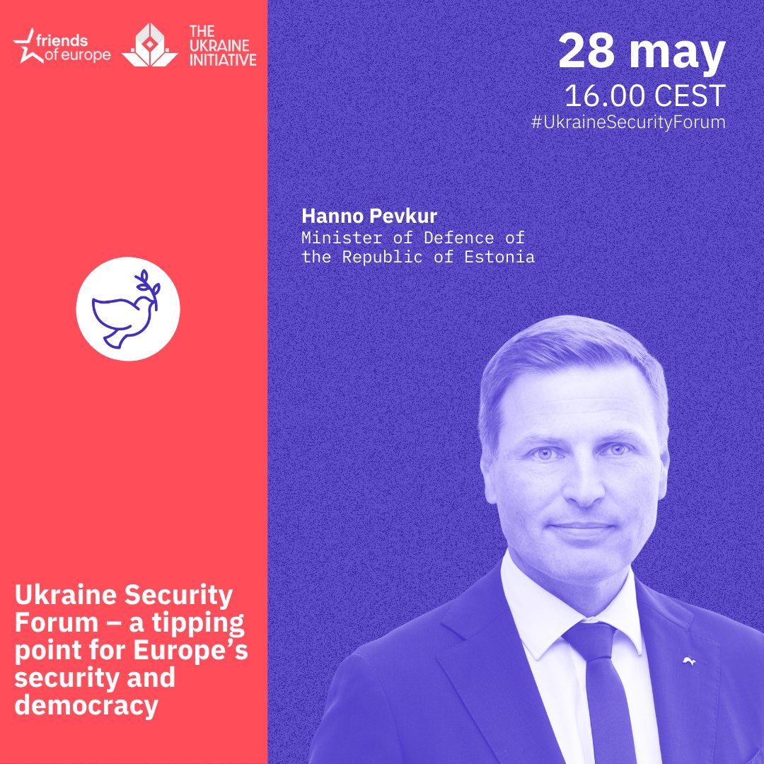 FriendsofEurope's tweet photo. 🇪🇪  Joining our #UkraineSecurityForum, @HPevkur, Minister of Defence - @MoD_Estonia, shares his insights:  

“We have to decide in the West, do we want #Ukraine to win this war or not? When we give Ukraine minimum necessary help the victory will not hold.” #DoNotNormaliseTheWar

➡️ Watch live: https://t.co/WqgGw8BIjS