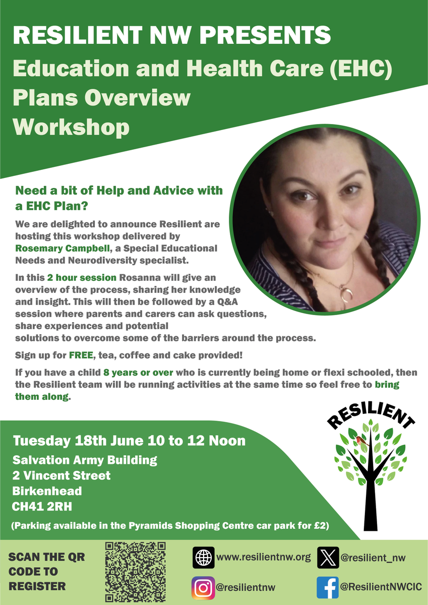 Any parents and carers out there who need a bit of support around Education and Health Care (EHC) Plans? Sign up for our FREE workshop on Tues 18 June with Rosemary Campbell, a SEND coach. Click the link below or the QR code to register your place. bit.ly/44XThg0