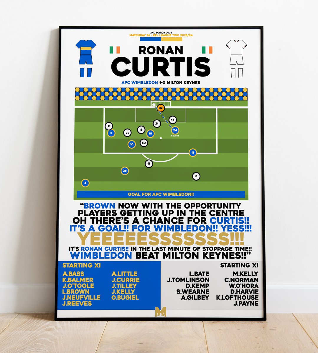 🔵FRAMED PRINT GIVEAWAY 🟡

As the 2023/24 Season has come to a close, We’ve teamed up with <a href="/MezzalaDesigns/">𝗠𝗲𝘇𝘇𝗮𝗹𝗮</a> to win a Framed Print of some iconic Dons Moments!🏆

To enter: 
🔄 RT This Post
🤝 Follow <a href="/WomblesDream/">The Wombles had a Dream (P)odcast</a> &amp; <a href="/MezzalaDesigns/">𝗠𝗲𝘇𝘇𝗮𝗹𝗮</a>
🏷️Tag A Friend

#AFCW