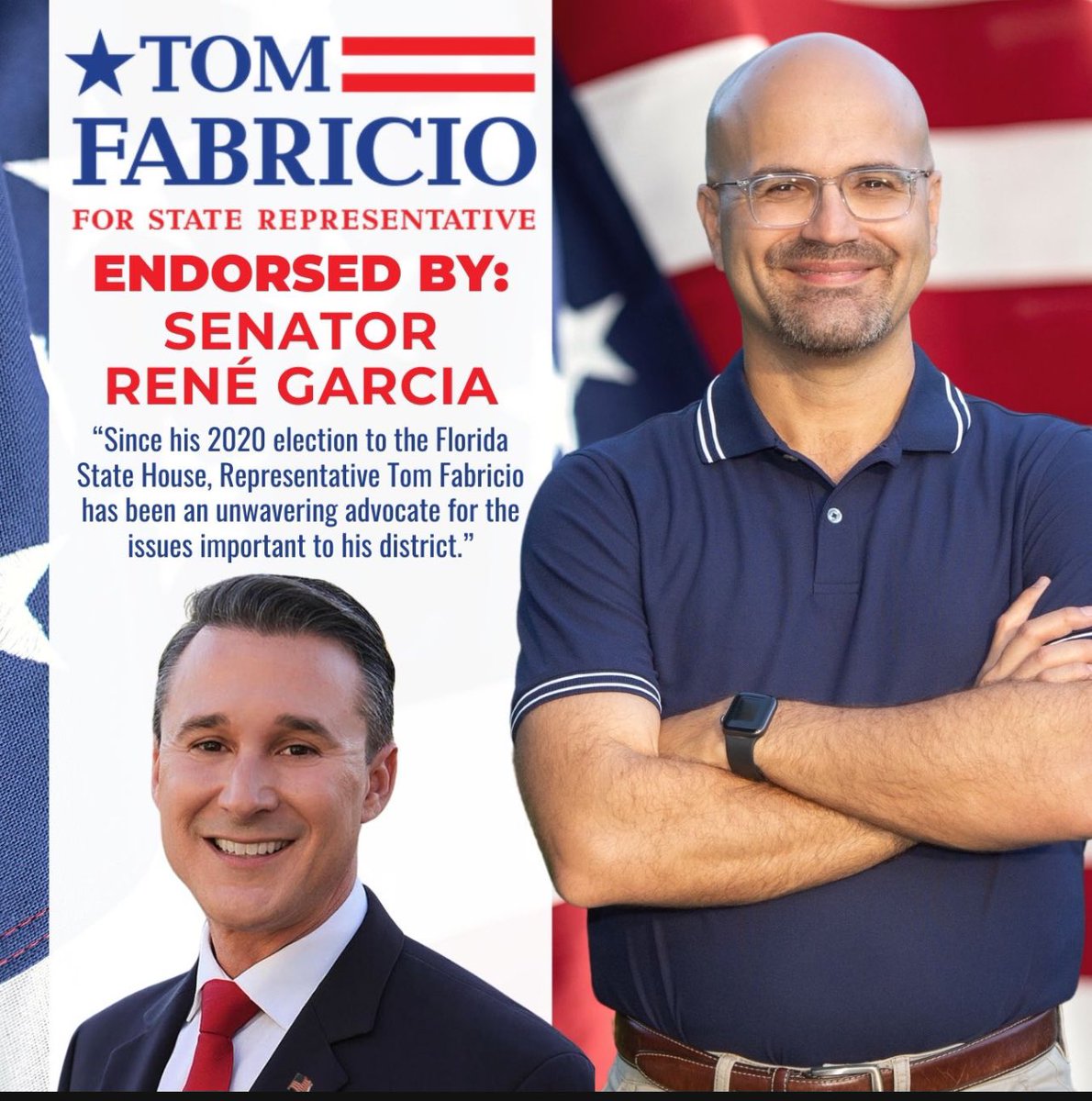 TPFabricio's tweet photo. Thank you @SenReneGarcia for endorsing my campaign for reelection to the Florida House of Representatives 🙏 It’s an honor to represent the communities of Hialeah, Miami Lakes, Palm Springs North and Country Club of Miami. #HD110 https://t.co/3QSti1qHob