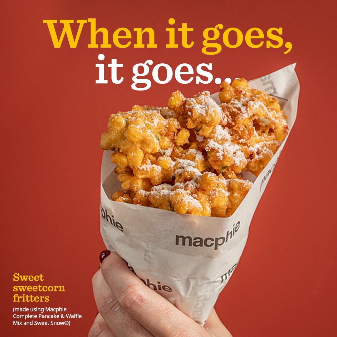 👀 𝙒𝙝𝙚𝙣 𝙞𝙩 𝙜𝙤𝙚𝙨, 𝙞𝙩 𝙜𝙤𝙚𝙨...

Tap into the #swavoury trend with these sweetcorn fritters!

macphie.com/recipes/sweetc… #MakeMoreWithMacphie