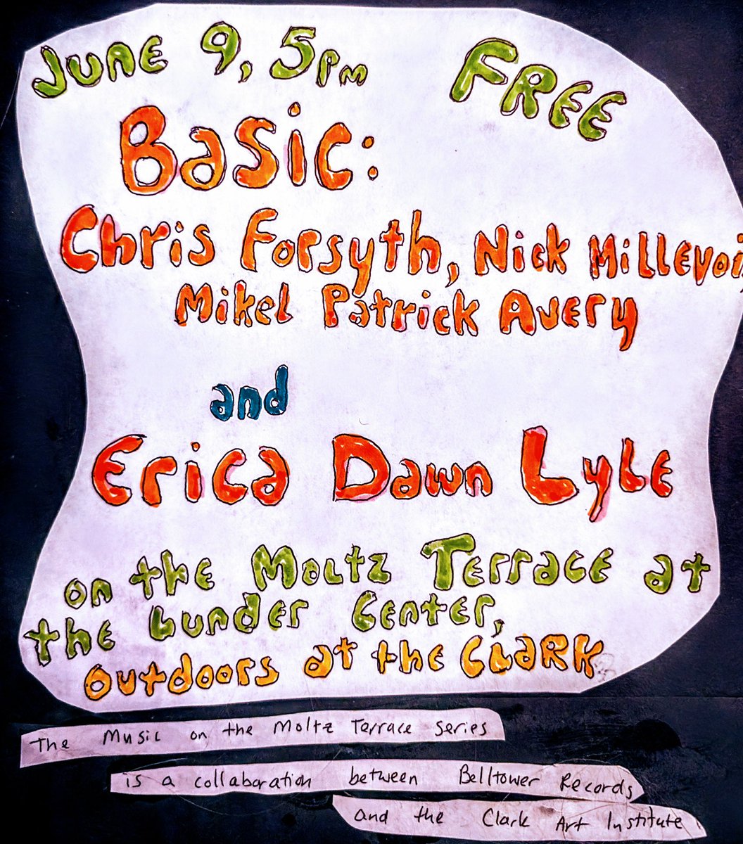 Chris Forsyth (@thechrisforsyth) on Twitter photo BASIC getting outta town in a couple weekends - Lux, Rochester / Tubby’s, Kingston NY (w <a href="/RyanJewellMusic/">Ryan Jewell</a> & <a href="/ryleywalker/">Ryley walker</a> / <a href="/the_clark/">Clark Art Institute</a> Williamstown MA w <a href="/EricaDawnLyle1/">Erica Dawn Lyle</a>
More BASIC news in the pipeline so do stay tuned. @NickMillevoi <a href="/mikelpavery/">Mikel Patrick Avery</a> @NoQuarterRex BASIC getting outta town in a couple weekends - Lux, Rochester / Tubby’s, Kingston NY (w <a href="/RyanJewellMusic/">Ryan Jewell</a> & <a href="/ryleywalker/">Ryley walker</a> / <a href="/the_clark/">Clark Art Institute</a> Williamstown MA w <a href="/EricaDawnLyle1/">Erica Dawn Lyle</a>
More BASIC news in the pipeline so do stay tuned. @NickMillevoi <a href="/mikelpavery/">Mikel Patrick Avery</a> @NoQuarterRex