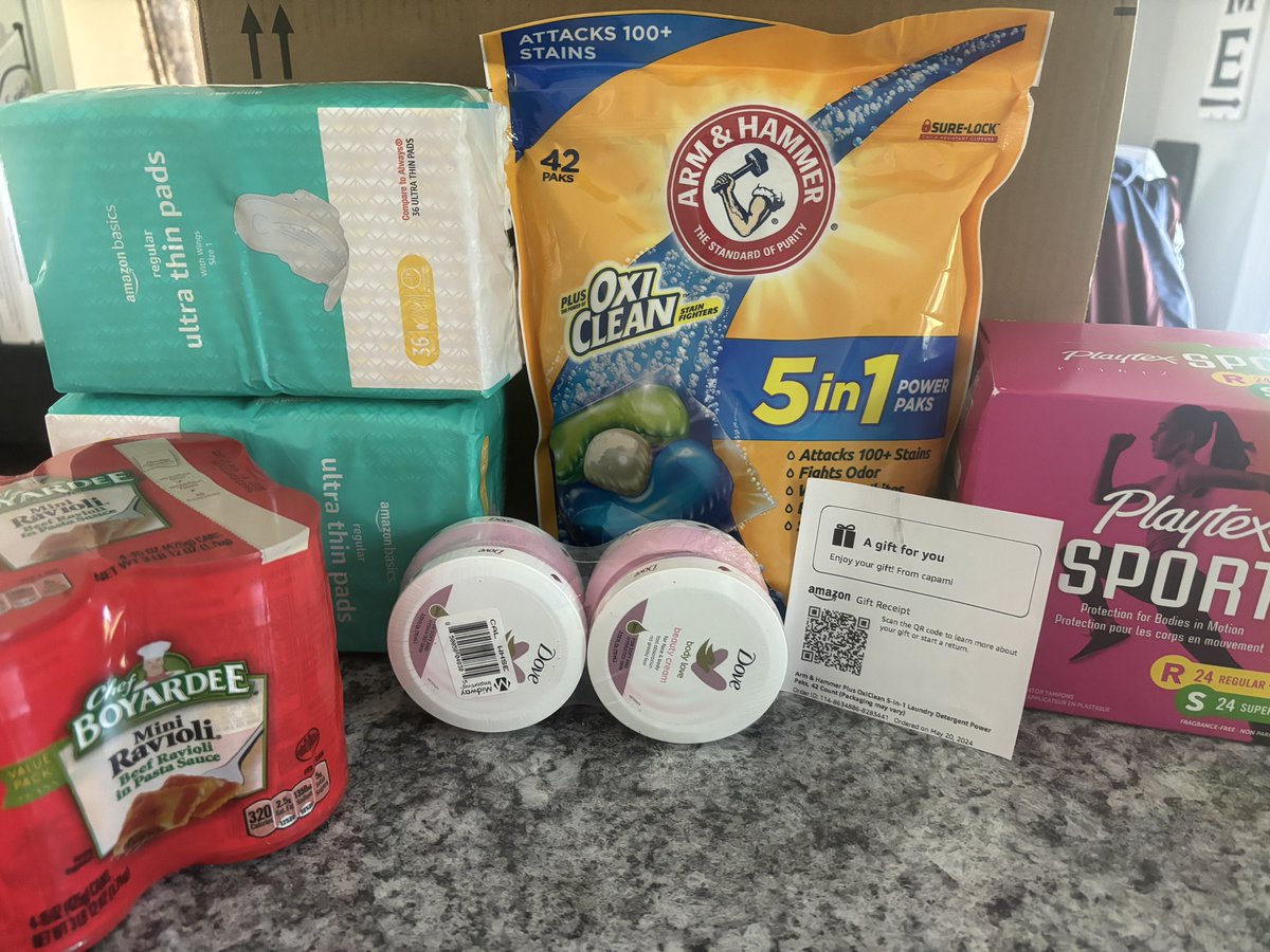Thank you so much to CAPAMI for the panty liners, tampons, lotion, ravioli, and detergent! Your generosity is providing essential support to our students over their summer. We are incredibly grateful for your help! #teachertwitter #CommunitySupport