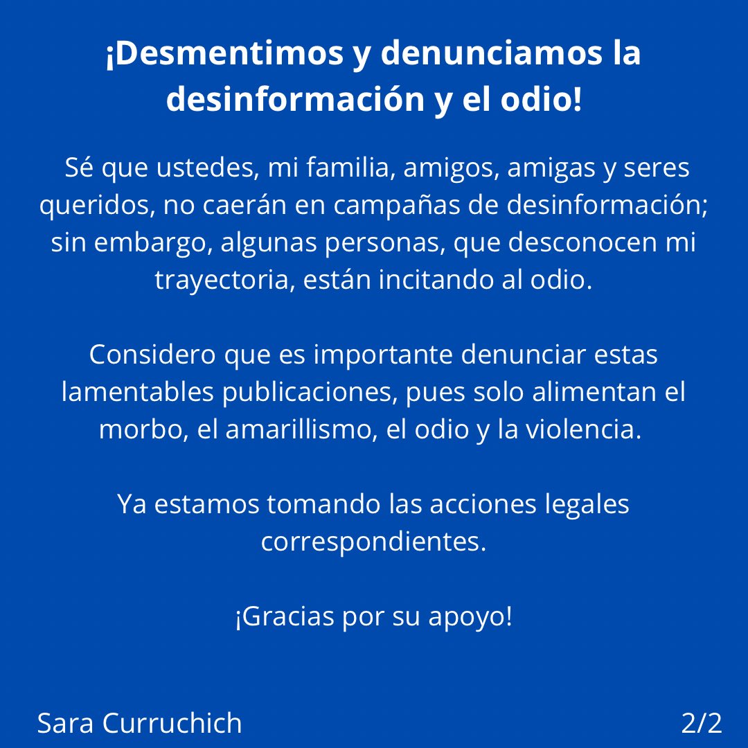 🚨¡Aviso importante! 🚨

Por favor, evitemos caer en desinformación y denunciemos cualquier publicación que promueva las mentiras, el odio y la violencia.
