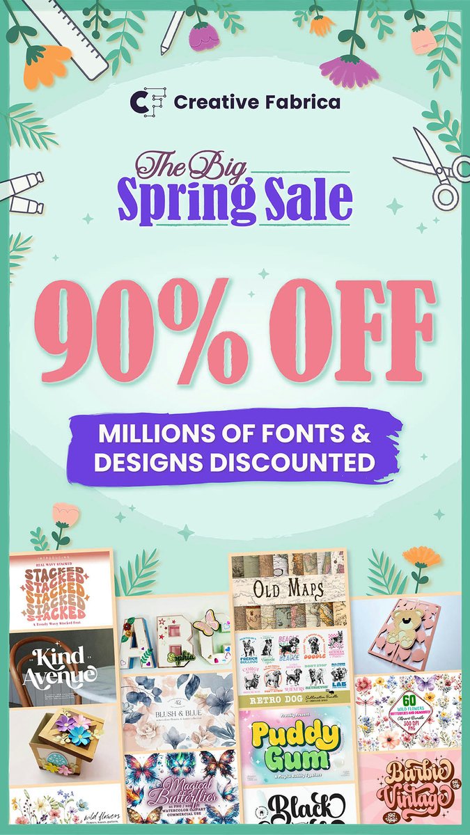 The big Spring Sale #creative #discount #spring #artist #art #foryou #desing #fonts #grahicdesing #artwork 

creativefabrica.us12.list-manage.com/track/click?u=…