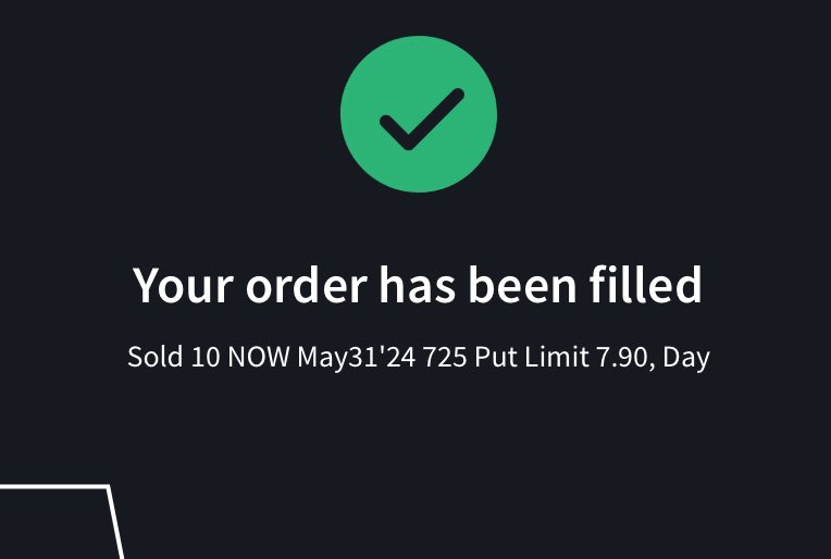 $NOW

Another 100th example of the way I trade 

I hedge my shares as shares don’t have defined risk, options I size what I’m willing to lose

Just closed the $NOW hedges, waiting for a bounce to out new ones on. I still am very bullish and have long dated contracts under water