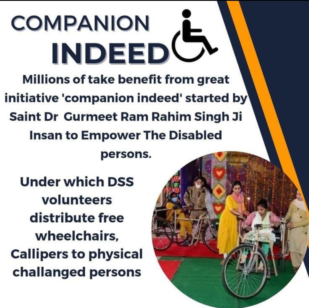 संत डॉ गुरमीत राम रहीम सिंह जी इन्सां की पावन शिक्षाओं पर चलते हुए, दिव्यांग लोगों की मदद करने और उन्हें जीवन भर का सहारा देने के लिए, डेरा सच्चा सौदा के सेवादारों द्वारा साथी मुहिम के तहत उन्हें मुफ्त में व्हीलचेयर दिए जाते है। #wheelchairdistribution