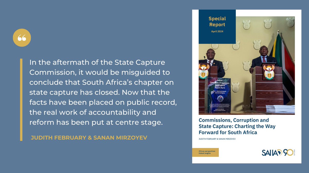 📑Our report on the #StateCaptureCommission highlights that the work of reform in SA 🇿🇦still continues after the Commission's end. Read our full findings here 👇 saiia.org.za/research/commi… #ZondoCommission #SCC #SouthAfrica #statecapture