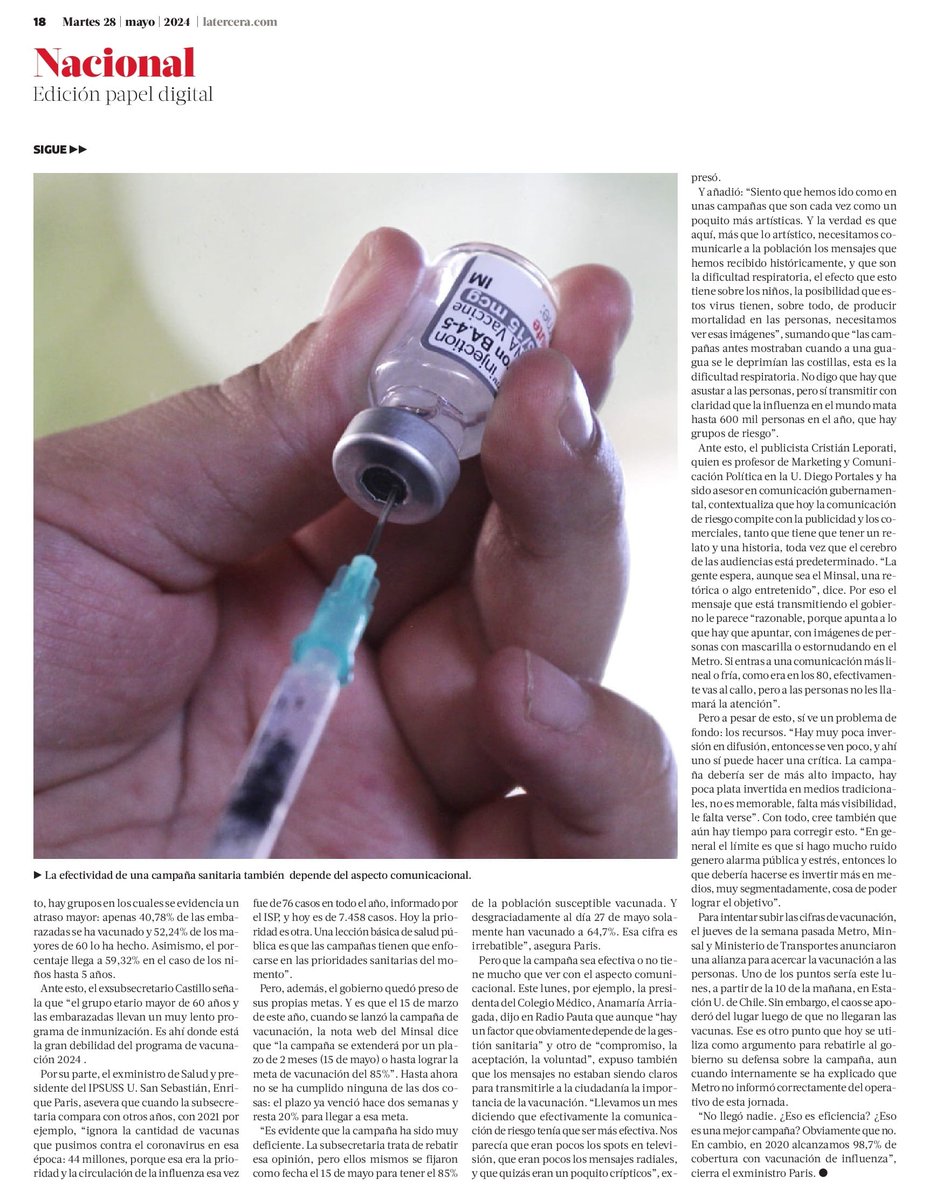 📰 Fact checking a la defensa de subsecretaria Andrea Albagli a la campaña de vacunación.

🎤 Enrique Paris, presidente del #IPSUSS de la @USanSebastian, en análisis a la campaña de vacunación contra la #influenza en nota de @latercera.

#Salud
#PolíticasPúblicas 
#USS