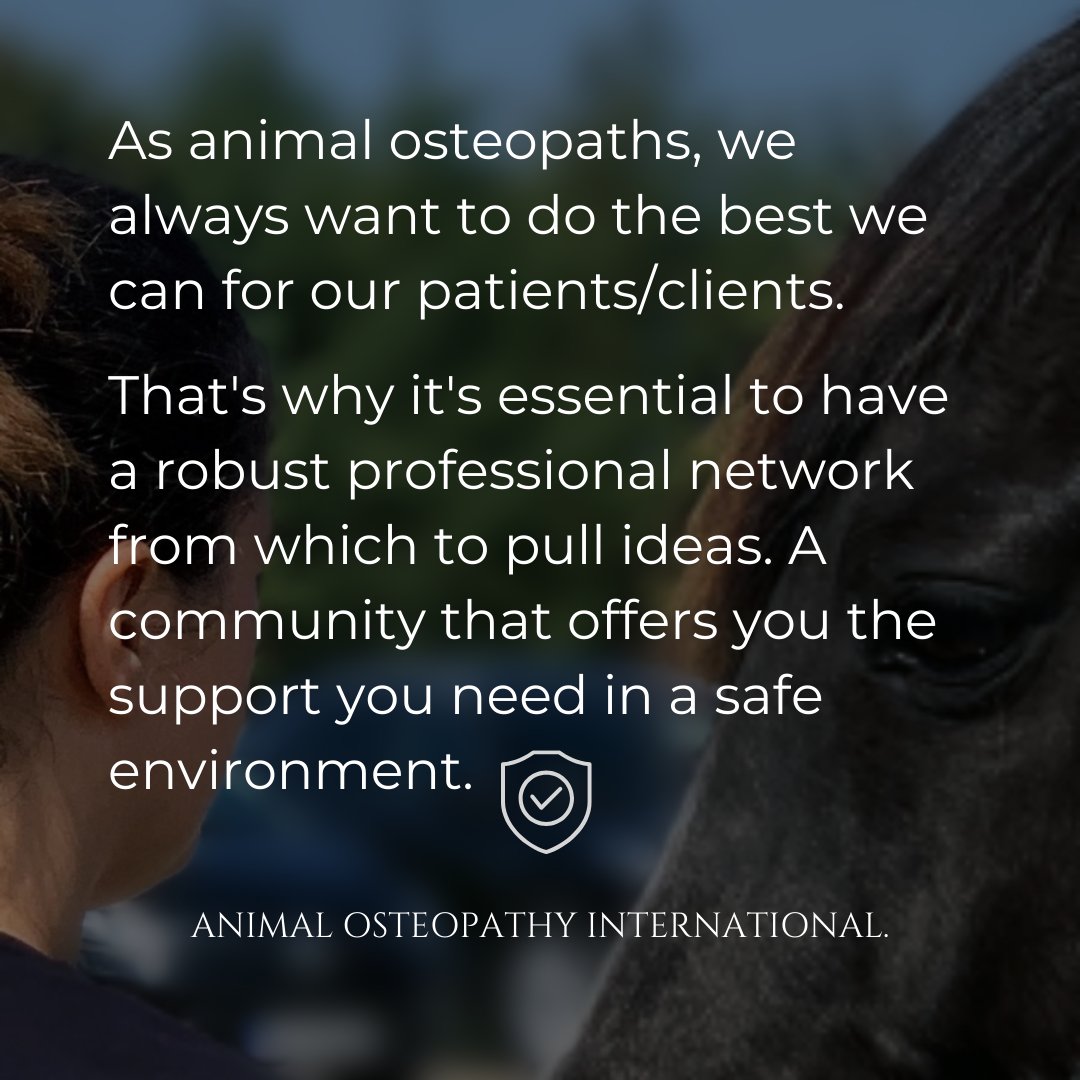 One of AOI's values is community. We aim to treat every student as an individual and help them to become the very best animal osteopath that they can be. This is why we are changing direction in 2025: to focus on our alumni so that they may continue to grow and excel.