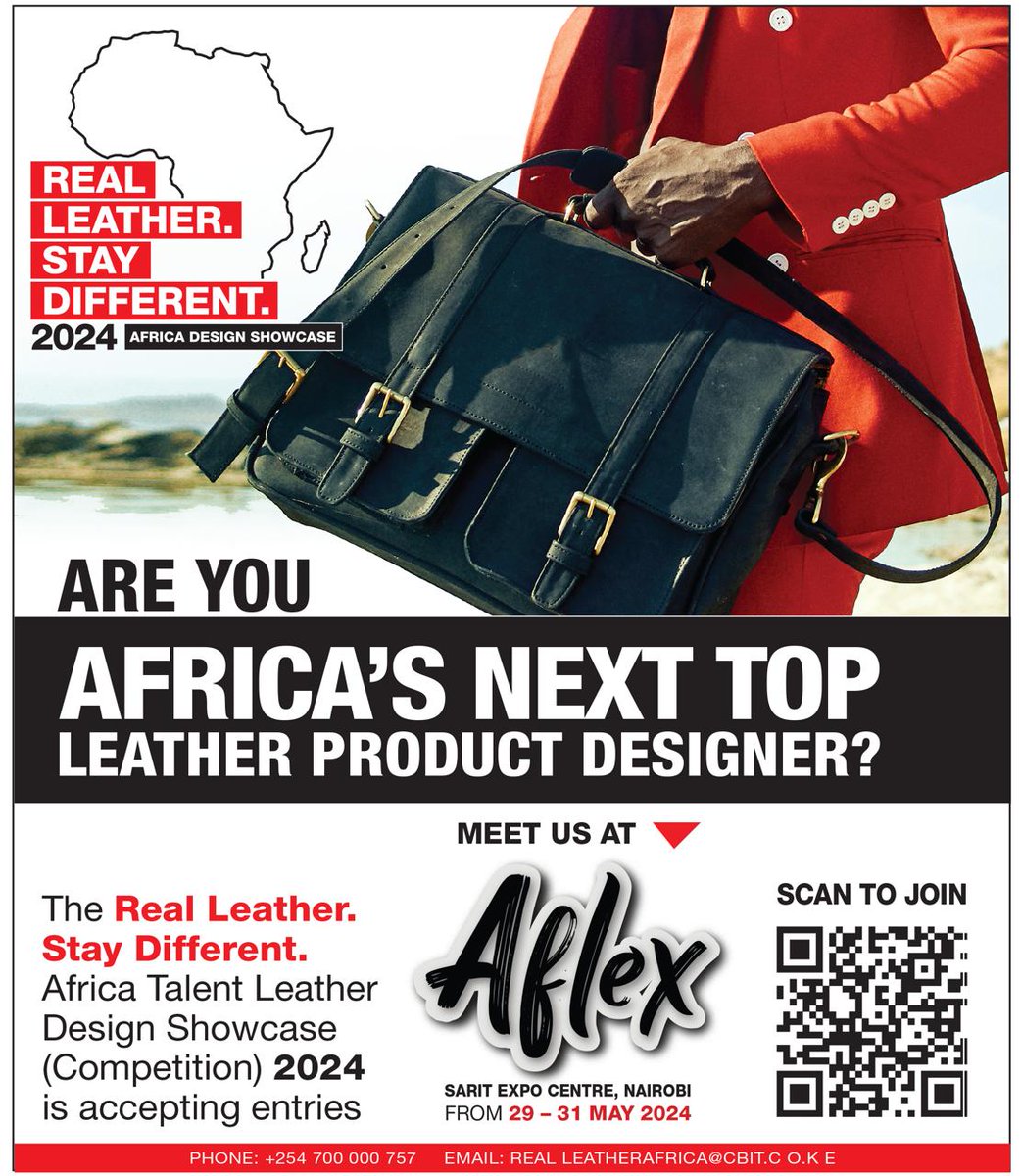 Discover the art of leather at the Real Leather. Stay Different. Africa Design Showcase 2024, Sarit Expo Center Nairobi, from May 29-31. Grab the opportunity to register or be personally guided through the showcase shorturl.at/bgEGT
#AfricaLeatherDesignShowcase #SlowFashion