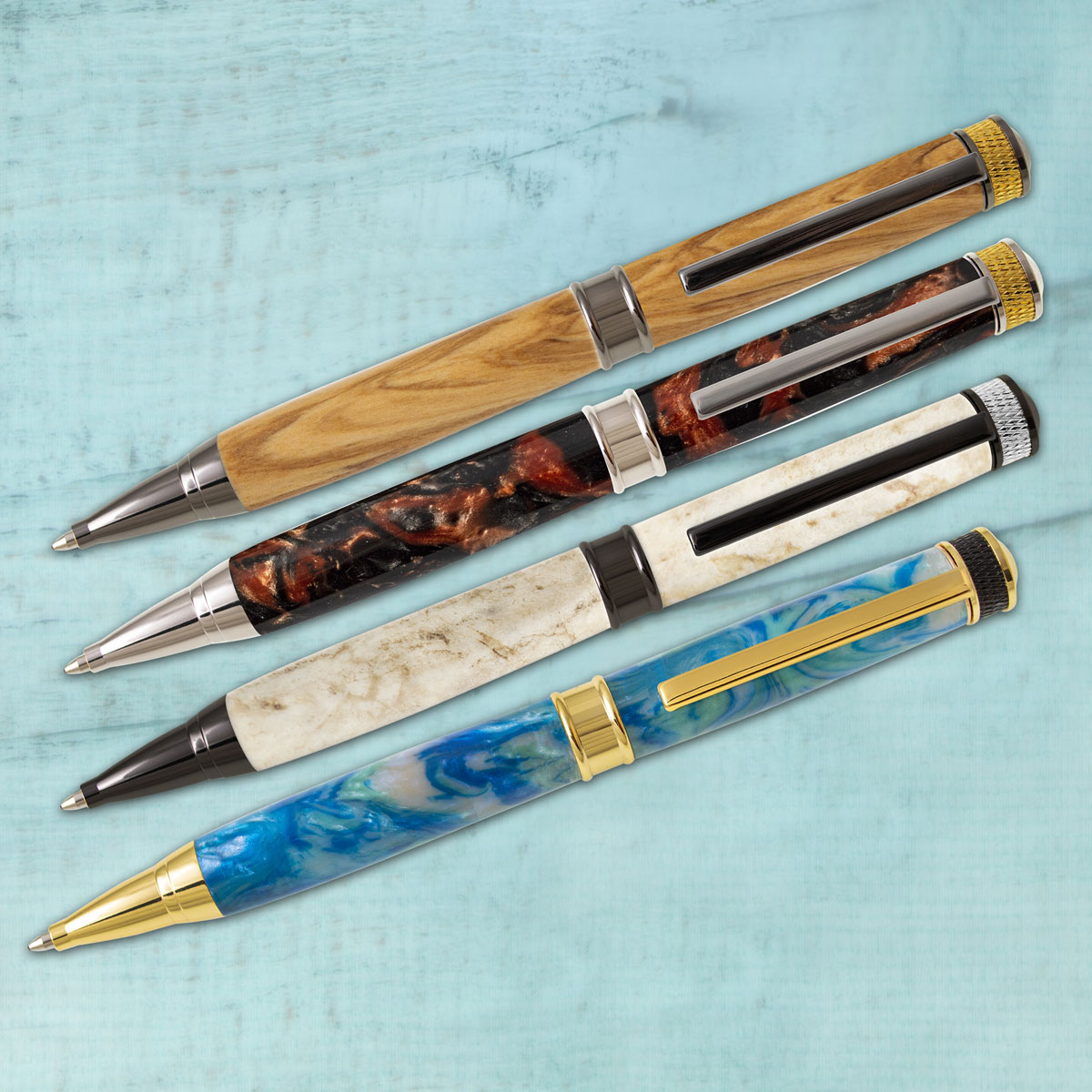 *ON SALE* Magnate Ballpoint Twist Pen boasts an exciting contemporary design.
This exclusive kit comes in 4 different finishes:
PKMAGNATE-24 - 24kt Gold
PKMAGNATE-CH - Chrome
PKMAGNATE-GM - Gunmetal
PKMAGNATE-BC - Black Chrome

#penkits, #penturning

ow.ly/B6qE50OIt5S
