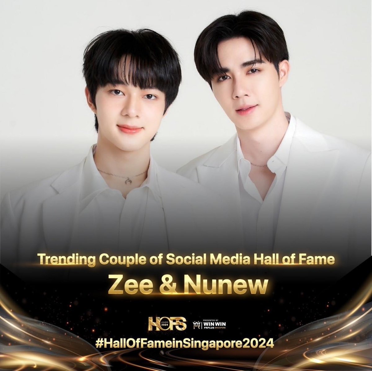 Congrats #ZeeNuNew for winning 🏆TRENDING COUPLE OF SOCIAL MEDIA HALL OF FAME 》Note: This is not a KCF award, but from another platform. #HallOfFameinSingapore2024 #ZeePruk #NuNew