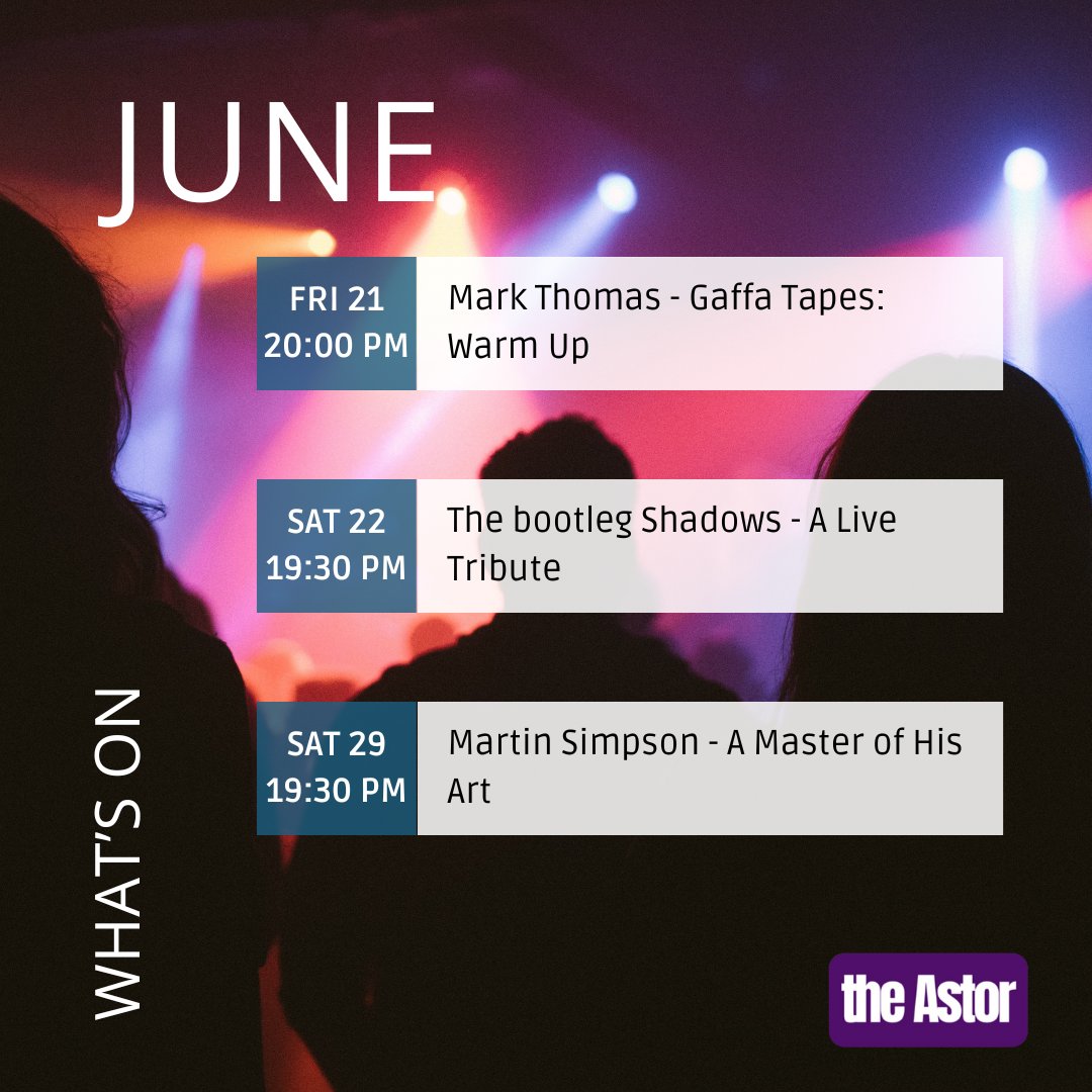 Another packed month at the Astor Theatre!  🎭 🎶 

Check out our schedule and grab your tickets now! 

👉 theastor.co.uk 

#AstorTheatre #LiveEntertainment #GertrudeLawrence #DireStraitsTribute #Comedy #LiveMusic #Stoned