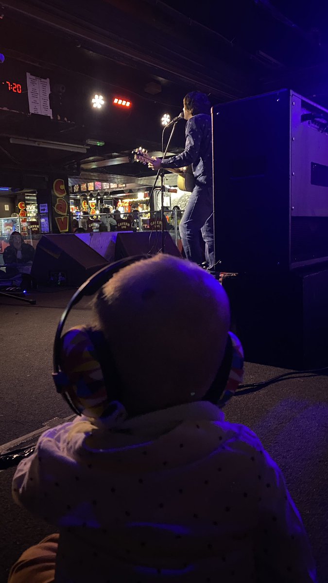 Rex watching his daddy perform on The Cavern before joining him on stage with some percussion - could he be the youngest performer in The Cavern maybe? @cavernliverpool