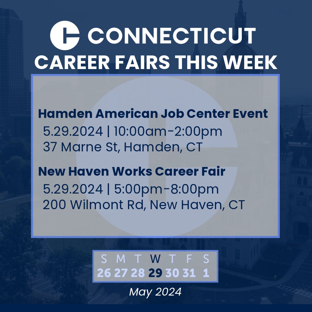 Don't miss the Hamden American Job Center Event! If you can’t make it to Hamden then make sure to join us at the @NewHavenWorks Career Fair, where local talent meets top-tier employers. 

#CTCareers #CareerFair