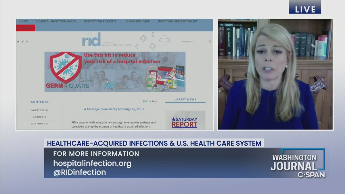 Former New York Lieutenant Governor @Betsy_McCaughey (R), the Chair of Committee to Reduce Infectious Deaths (@RIDinfection), talked about health care-acquired infection and health care in the U.S.: c-span.org/classroom/docu….

#Hospital #Infection #SSChat #EdChat #GovChat #APGov