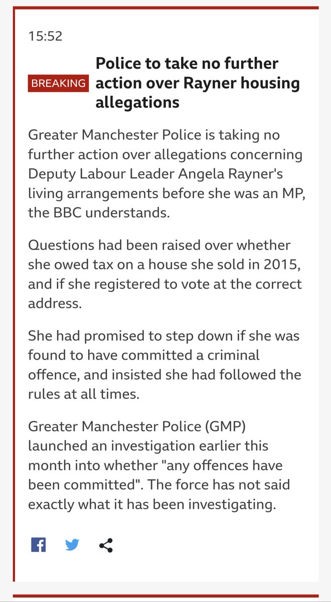 Keir Starmer blatantly breaks COVID lockdown rules in Durham. Police find no case to answer. Angela Rayner blatantly breaks laws regards her sale of her former council house and registration. Police drop any case against her. Boris Johnson eats a peace of cake. Career over.
