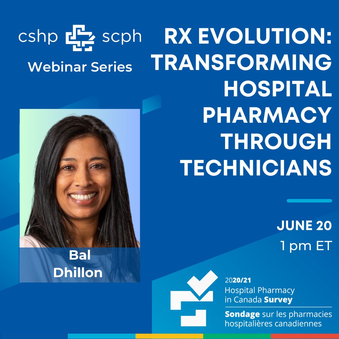 CSHP_SCPH's tweet image. On June 20, uncover how the evolving roles of pharmacy technicians will influence the future of hospital pharmacy in Canada. Explore avenues to enrich the #RXtech scope and further enhance their contributions to clinical initiatives and patient care.

🎟️: ow.ly/8Qu950RTVvs